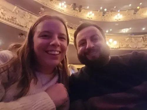 One of our many trips to the theatre together. Mike needed a haircut.