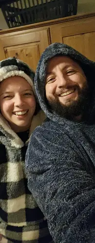 It was a very cold day, but we were very happy to be enjoying each others company, and keeping toasty warm with our fleece hoodies.